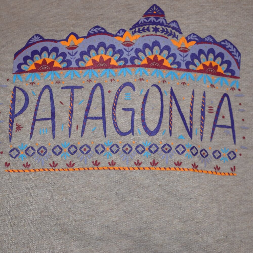 Patagonia Gray Hoodie with Purple and Orange Accents - Picture 5 of 7